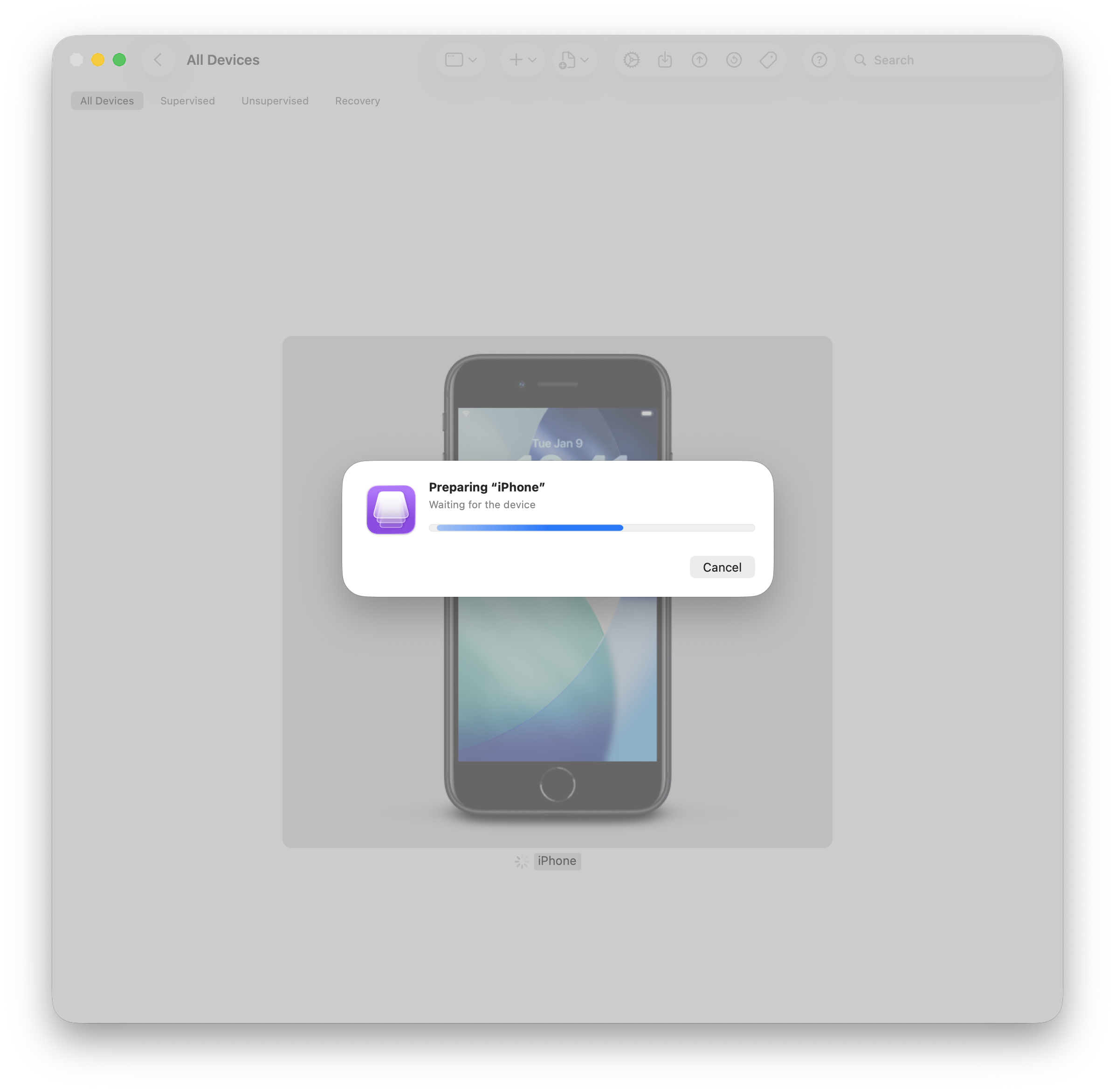 Apple Configurator Preparing Screen