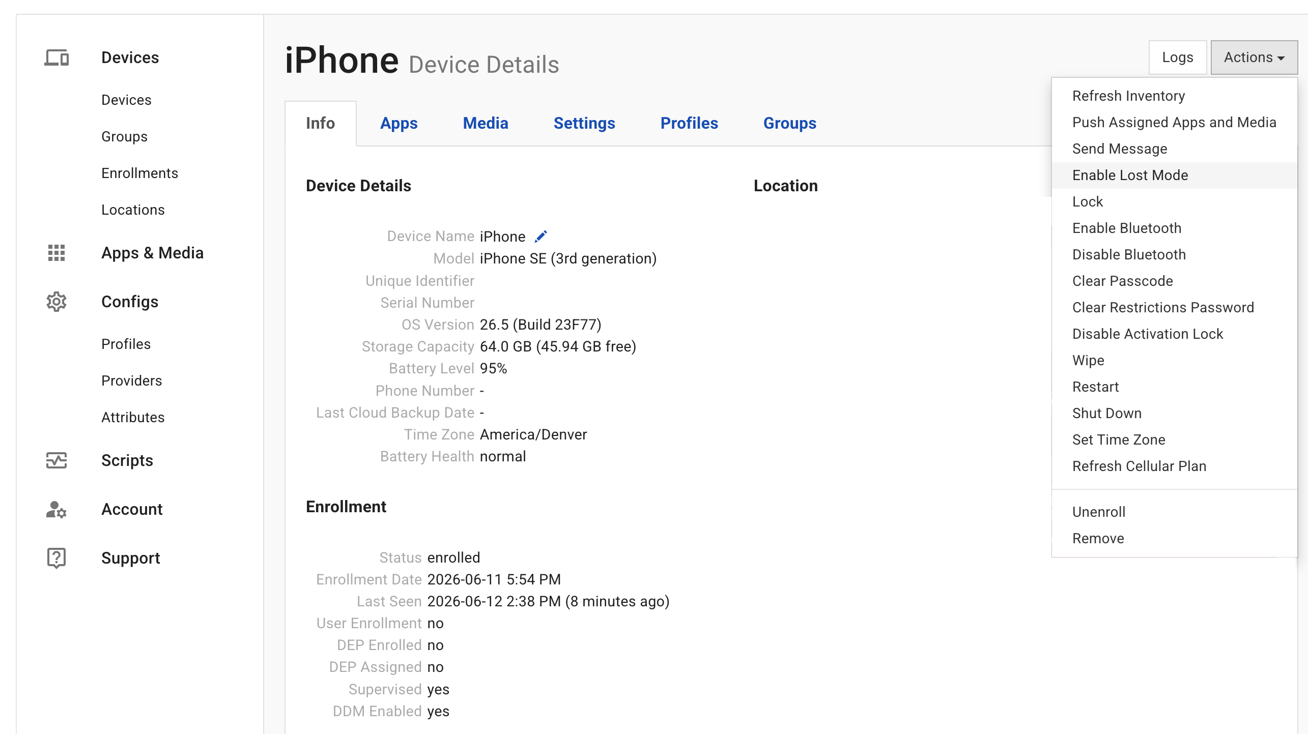 Test using Lost Mode as a nightly phone lock down